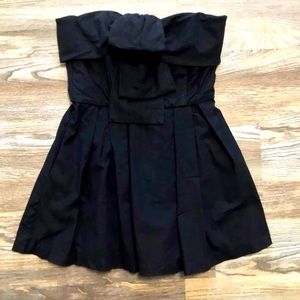 BCBGeneration Black Strapless Linen Blend Romper 6